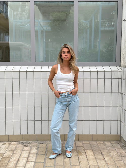 STRAIGHT LEG SCULPTING JEANS OCEAN BLUE